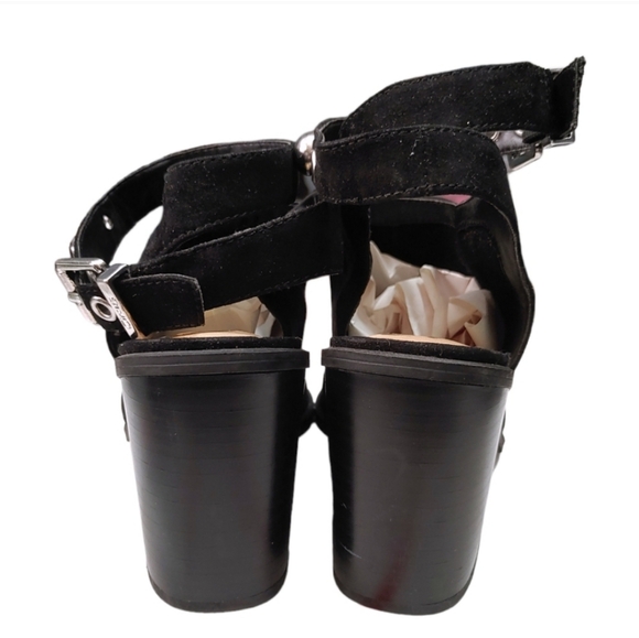 Circus Sam Edelman Black Studded Kiki Faux Suede Block Heels Women's Size 8.5 - Picture 7 of 10